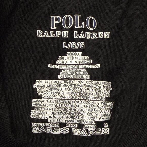 Polo Ralph Lauren T-Shirt Mens Large Slim Black Short Sleeve Tee Crewneck Logo - Picture 5 of 7